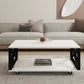 MFurn Modern Black Coffee Table – Metal Frame with Marble Effect Top