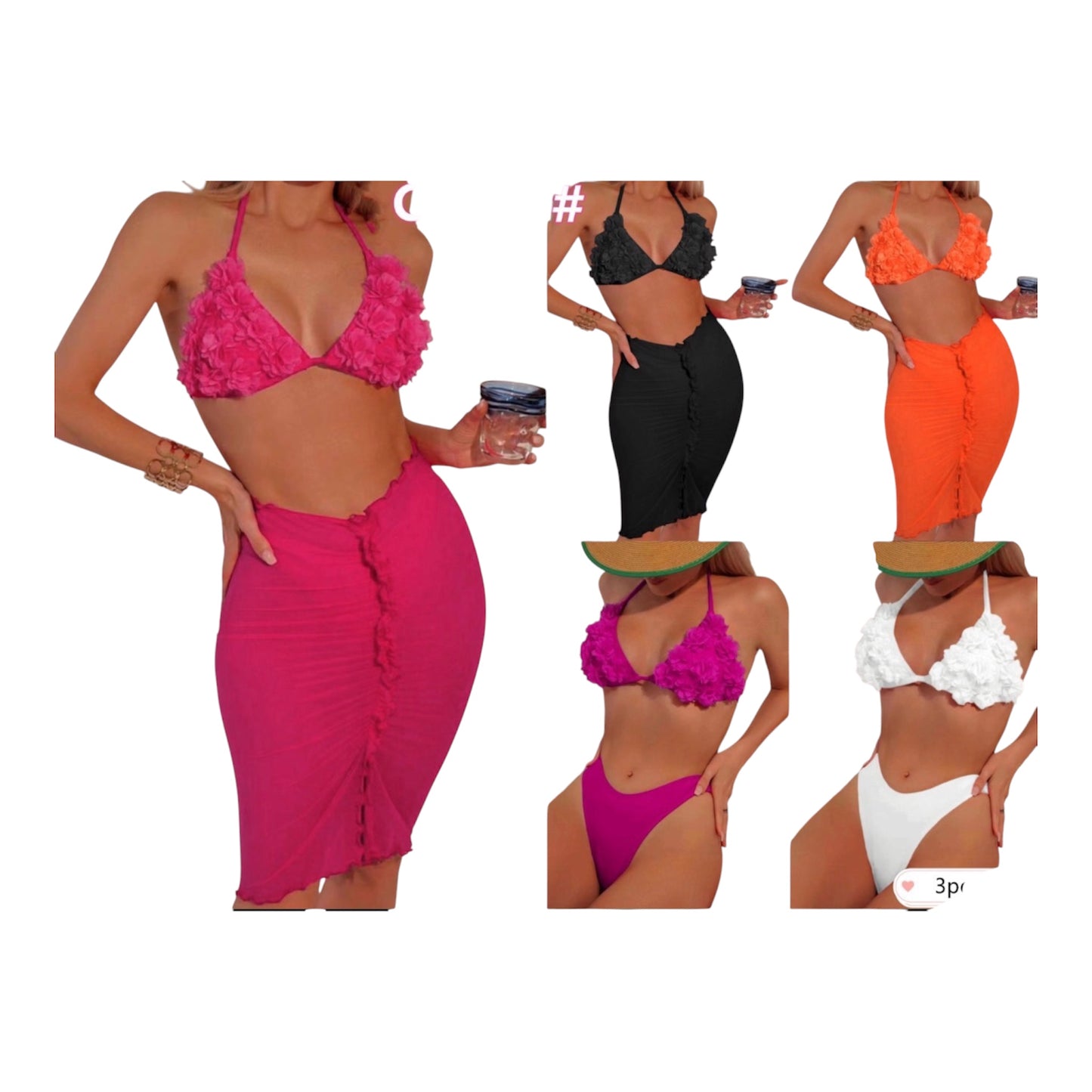 Ladies Vibrant Summer Swimwear 3pc Set