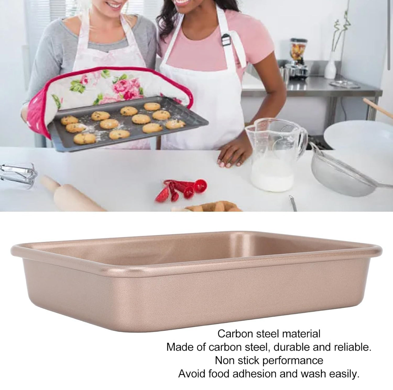 MHome Carbon Steel Baking Sheet Tray Small ,Medium,Non Stick Oven Pan, Multi Functionality, Excellent Heat Conductivity