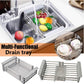 Expandable Dish Drying Rack, Utensil Holder over Sink Stainless Steel Dish Drainer Holder Functional Kitchen Sink Organizer for Vegetable and Fruit