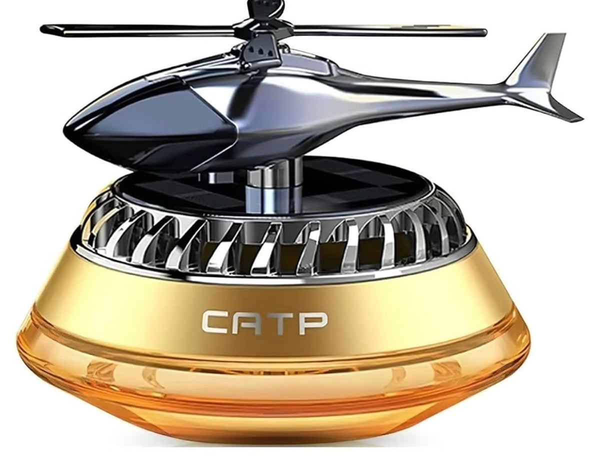 MTech Solar-Powered Perfume Rotating Helicopter Car Air Freshener, Liquid Scent Diffuser for Car Interior Dashboard Decor, Car Dashboard Accessories-Various Colours