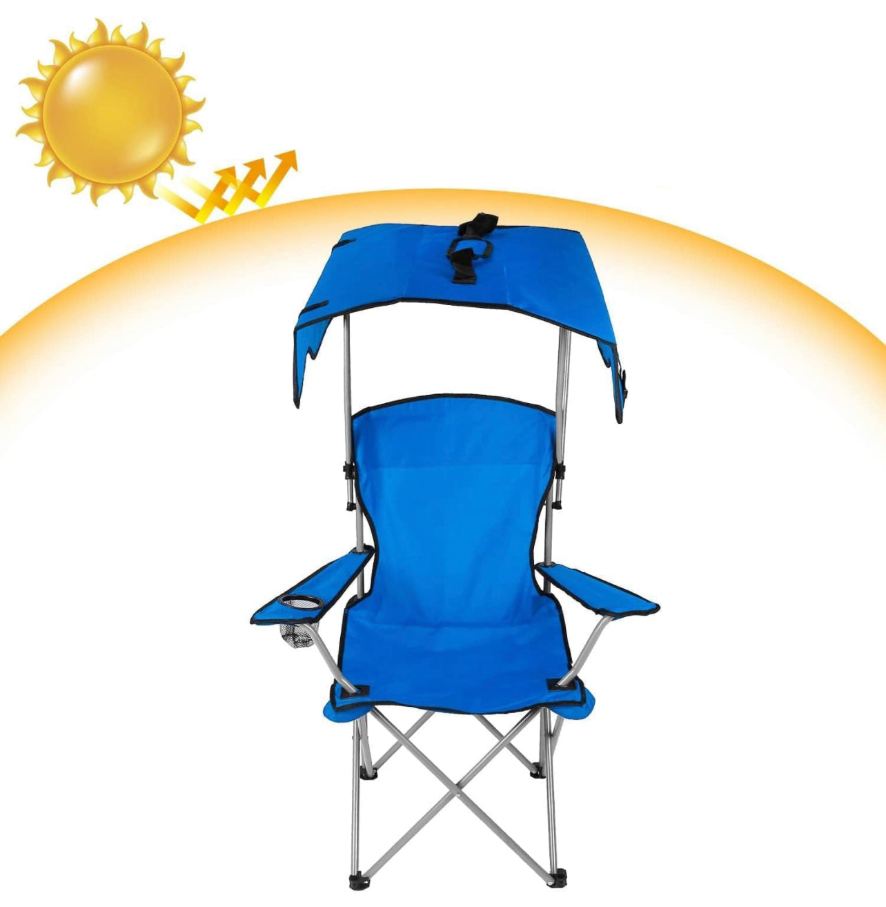 Folding Camping Chair with Shadow Sky, Portable Beach Outdoor Fishing Aluminum with Sun Protection and Carry Bag, Garden Chair for Beach, Pool, Garden, Blue (Color : Blue) XL