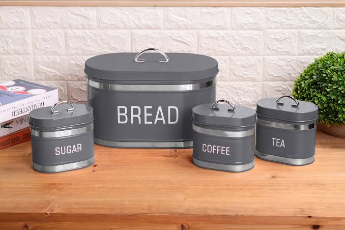 MHome 4pc Vintage-Inspired Kitchen Storage & BreadBin Set-Various Options