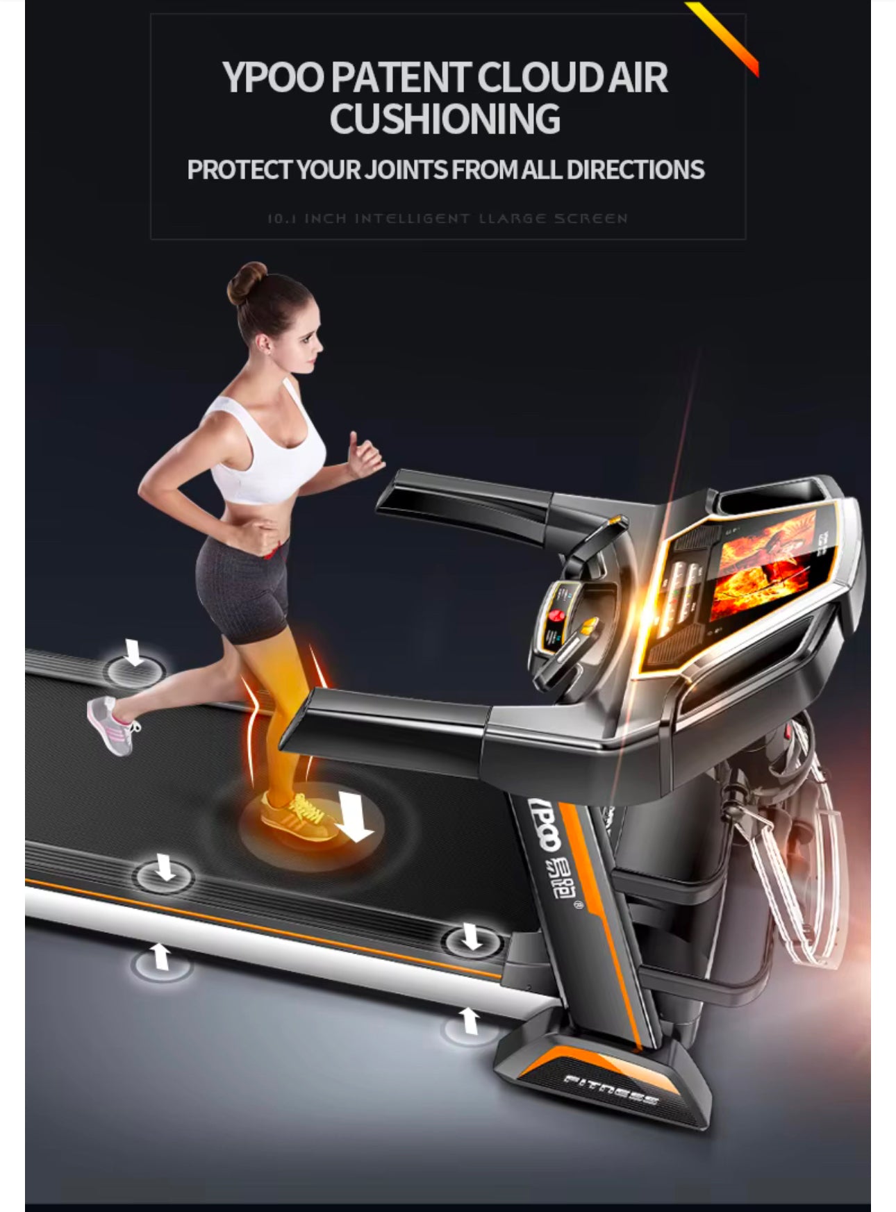 Pro-Sportz 8008 (F88) Semi-Commercial Folding Treadmill – 3.5HP Motor, 7” HD TFT Screen, Auto Incline &amp; Multifunction Training Kit