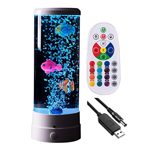 MHome Fish Aquarium Lava Lamp,Multi-Color Jelly Fish Tank Bubbles Lamp