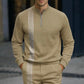 Men's Fashion Casual Zipper Up Collar Long Sleeved 2pc Set-Various Colours