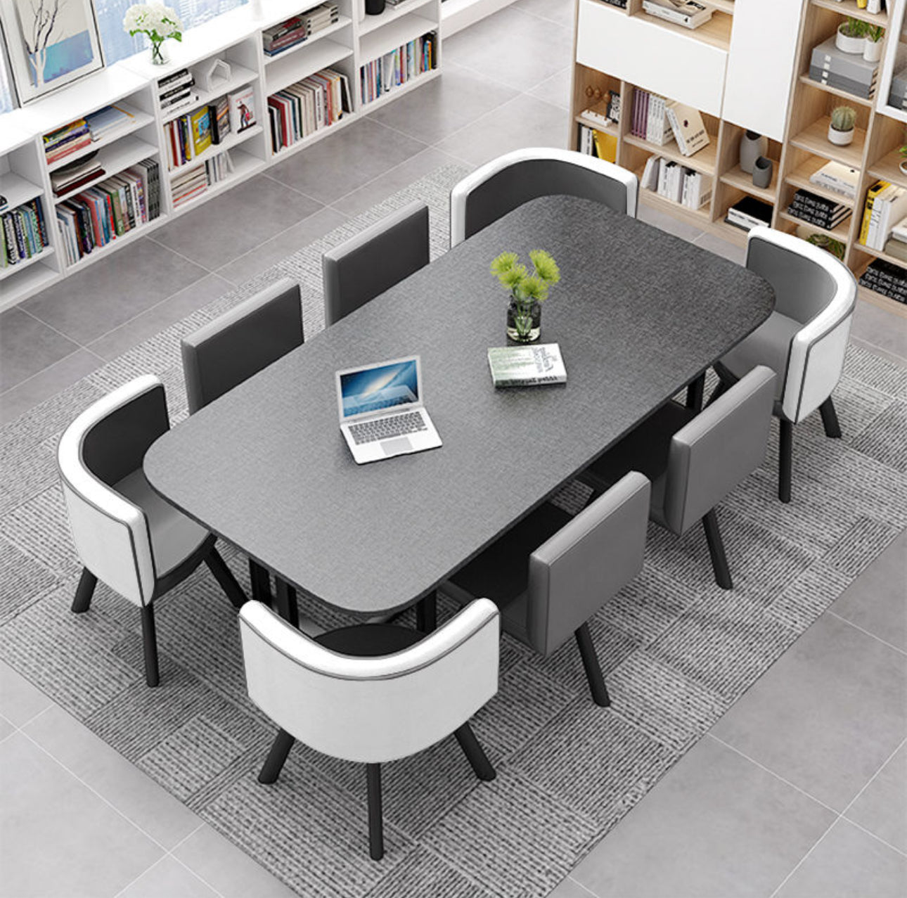 Nordic Style Table Set 8 Chairs + Dining Table , Rectangular Available In Various Colours