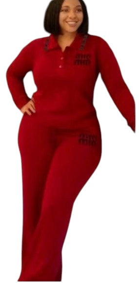 Ladies Knit Polo Tracksuit 2pc-Various