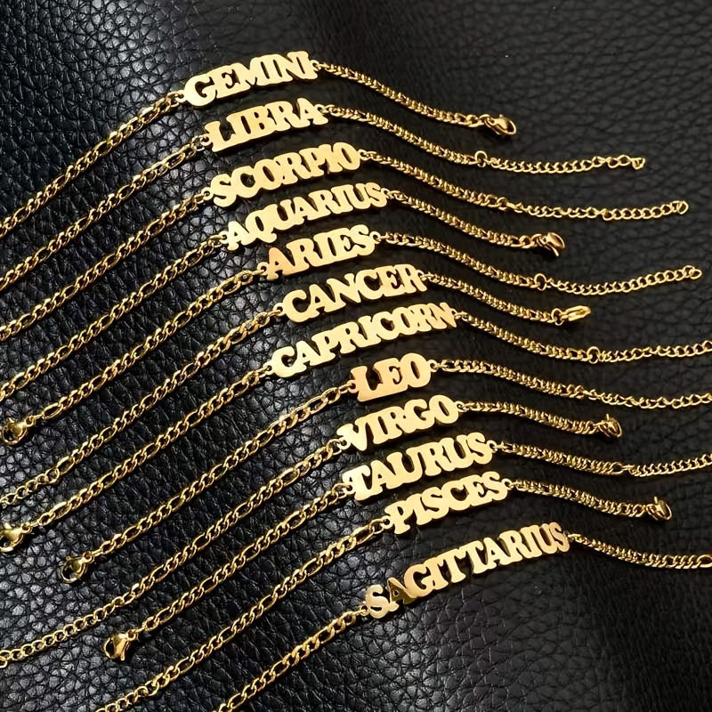 Zodiac Sign Name Bracelet 18K Gold Plated