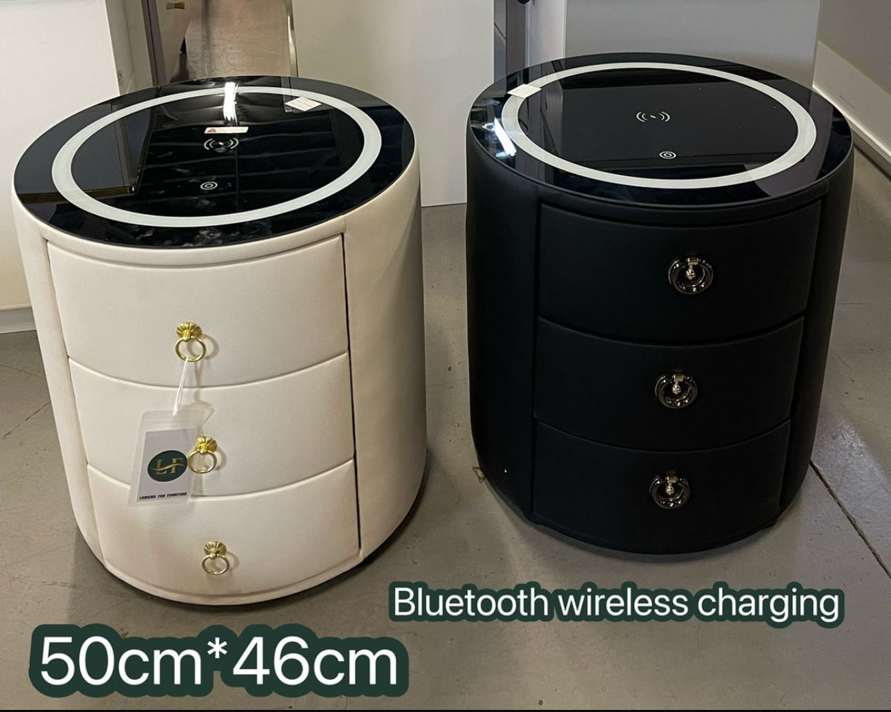 NORDIC White Nightstand with Charging Station Wireless,🛜 Bluetooth Speaker ,Adjustable LED Lights, Modern End Table with 3 Drawers for Bedroom, Simple Modern Bedroom Bedside Cabinet-Various Options