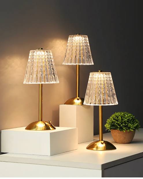MTech Nordic Crystal Rechargeable Table Lamp LED Bar Lamp Touch Dimmable Golden Desk Lamp Living Room Bedroom-Various Options