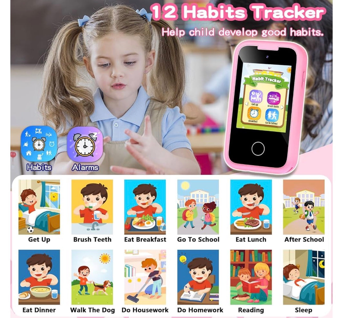 MTech
Kids Phone for Girls Toys, Gifts for 3-12 Year Old Girls Boys Christmas Birthday Kids Toys, Touchscreen Toddler Learning Cell Toy Phone with Dual Camera, Game, Music Player, 8GB Card