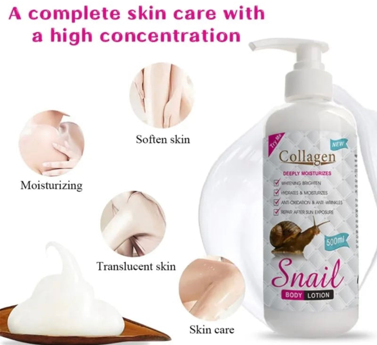 Anti Wrinkle Collagen Snail Skin Moisturizing Body Lotion 500ml