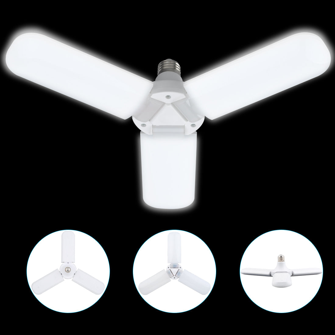 MTech 3 Leaf Garage ,Adjustable E27 Fan Blade LED Light Bulb Ceiling Light