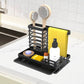 Sink Caddy Organiser,Kitchen Cloth Holder, Stainless Steel Utensils Basket with Drain Pan for Kitchen and Bathroom (Black)