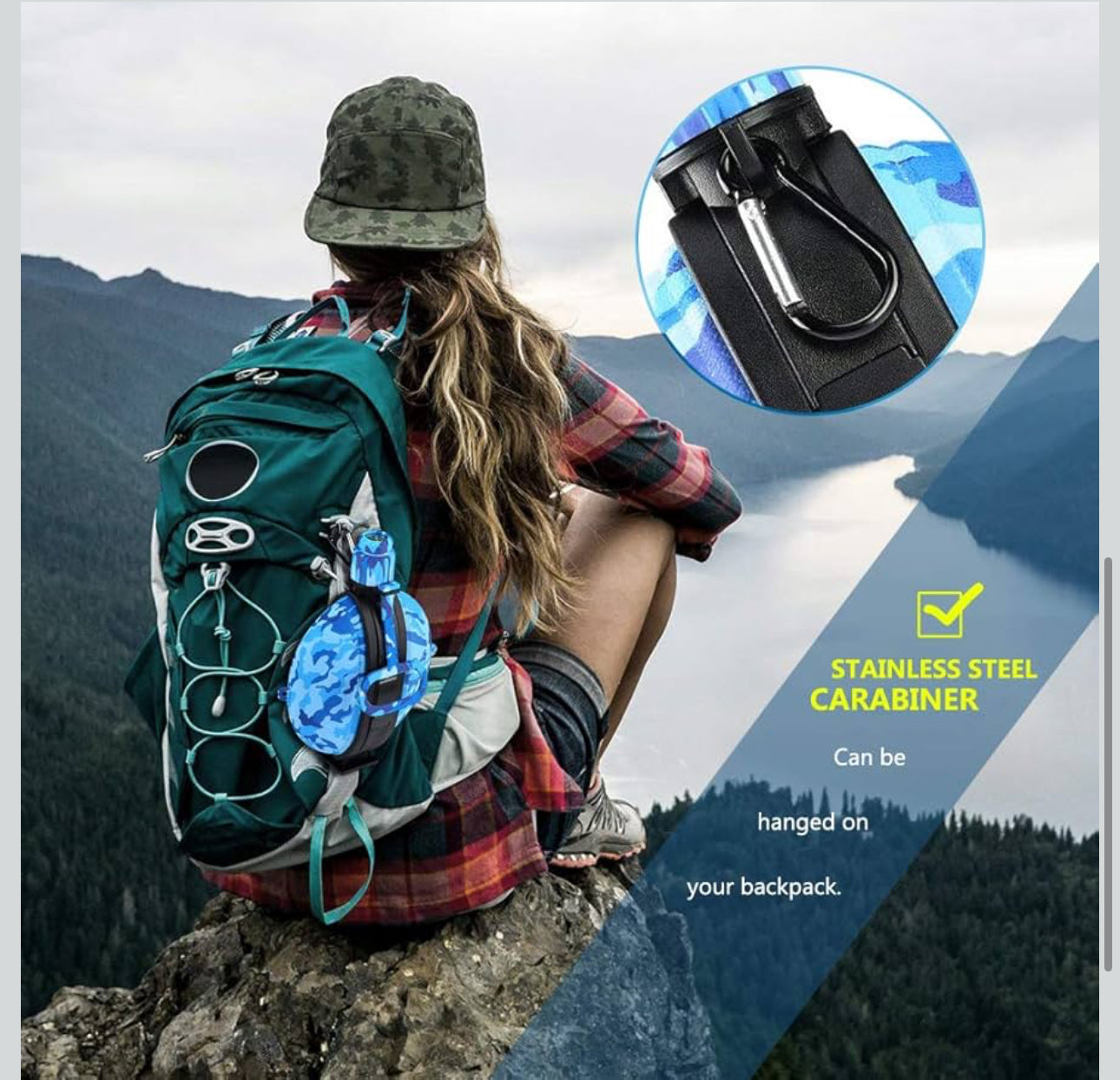 MHome Foldable Silicone Water Bottle With Compass - Retractable Portable Design For Camping Hiking Outdoor Adventures Leakproof -Various Colours