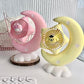 Desktop Fans Moon Electric Fan Kawaii Girl Heart Mute Luminous Usb Charging Portable Rechargeable Summer Gifts