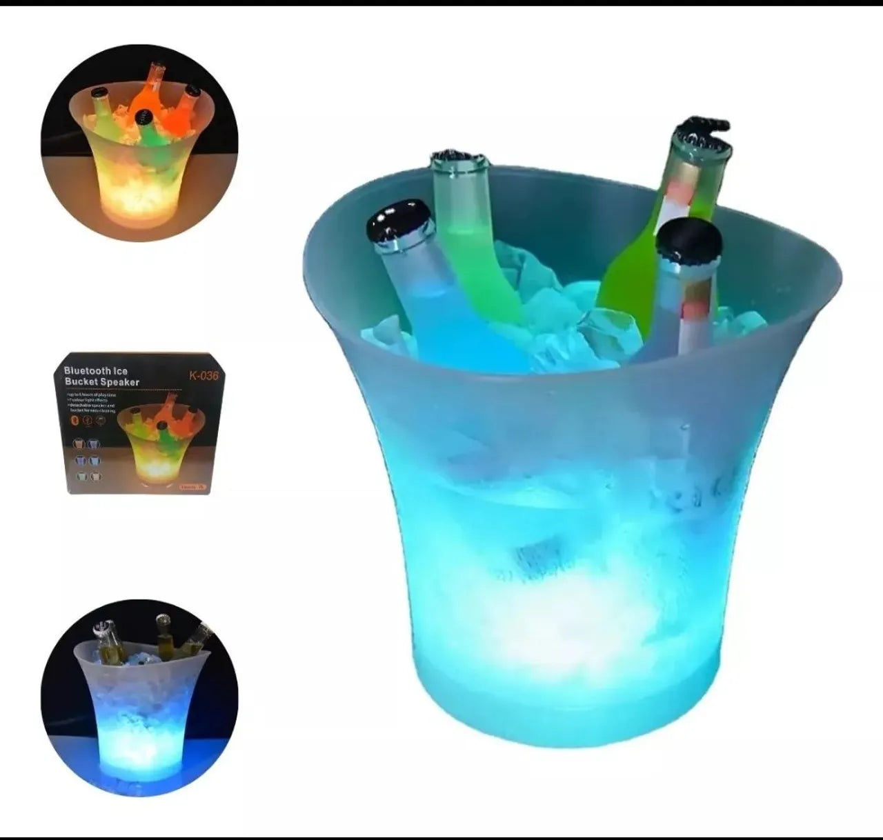 LED Ice Bucket with Bluetooth Speaker – 7 Colours Changing Luminous Drinks Cooler (5L / 7L)
