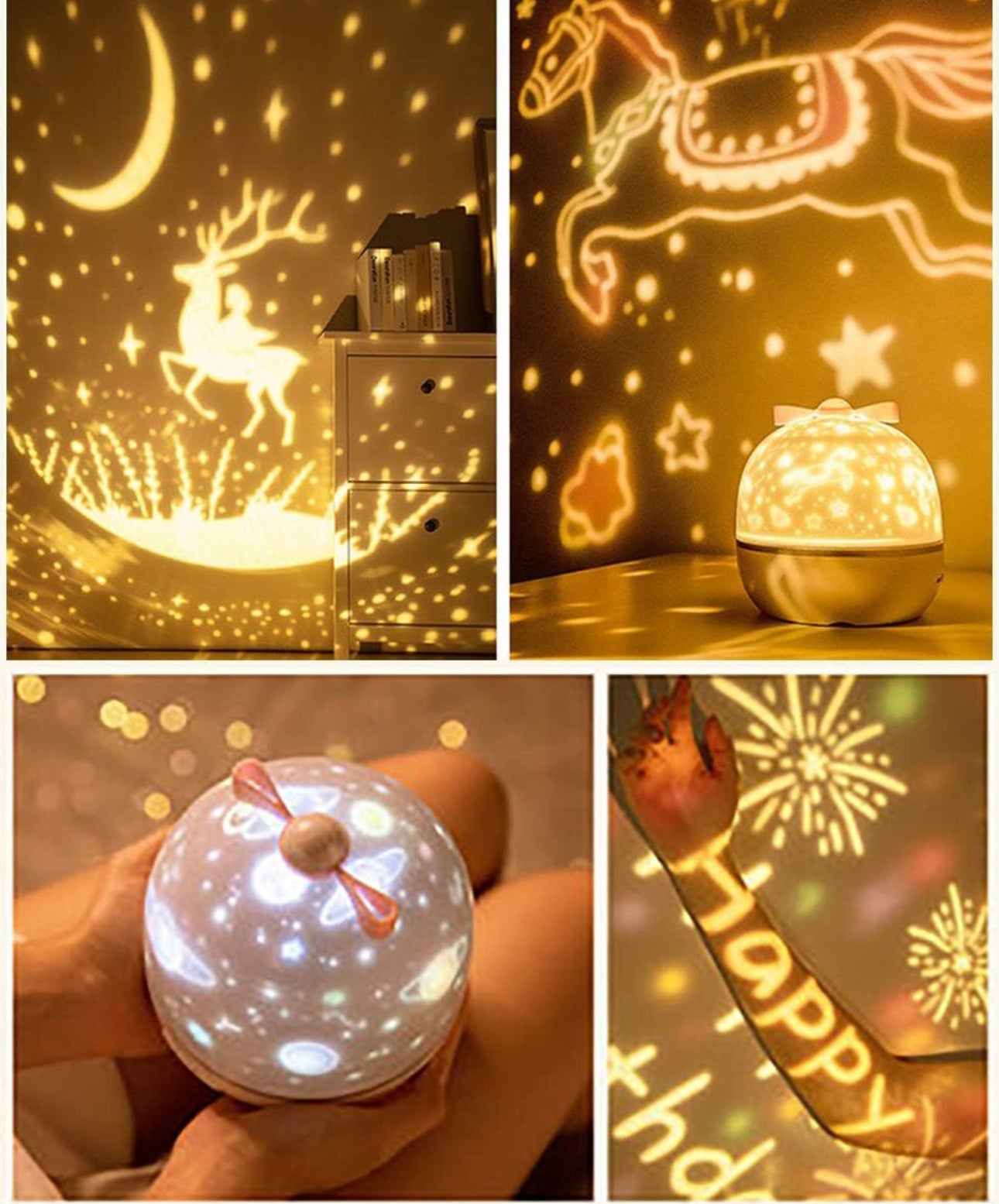 Night Light Projector,Howap Kids Star Night Light,360-Degree Rotating Colors Changing Desk Lamp with Built-in Song,Carousel,Space,Star,Sea,Birthday,Rose,6 Themes Projector lamp for Kids,Bedroom,Party