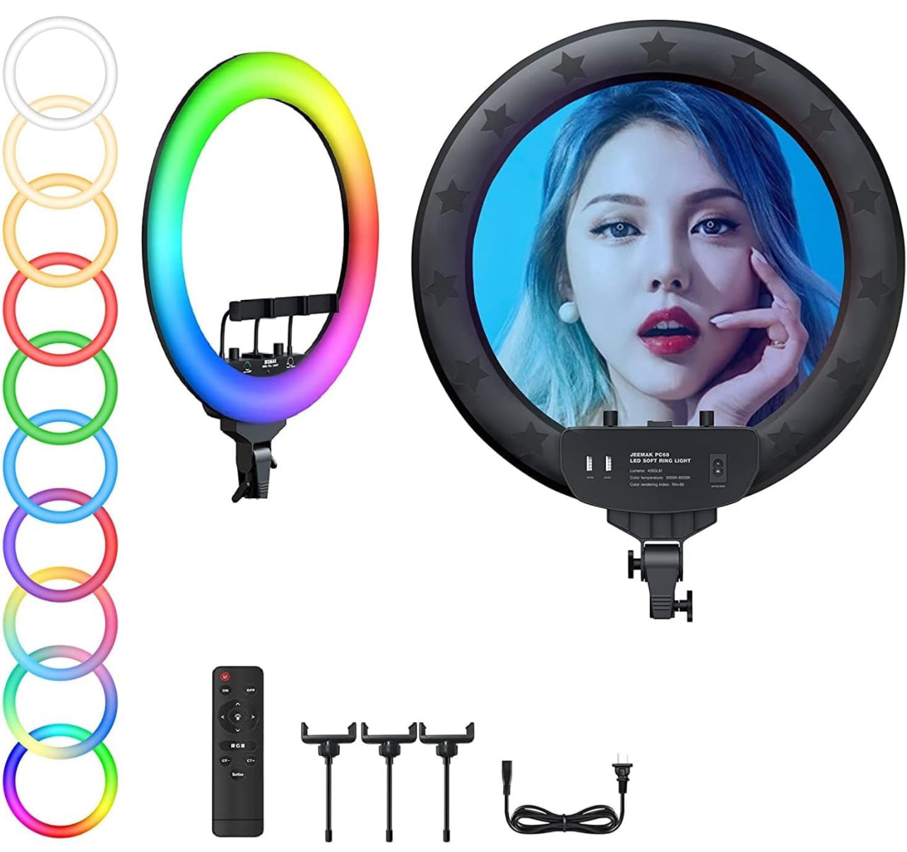 RGB,White ,Cold & Warm White Ring Light for Social Media With Tripod Stand 56cm 22 inch