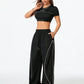 Women's Casual Streetwear T-Shirt And Wide Leg Pants 2pc Set- Various Colours