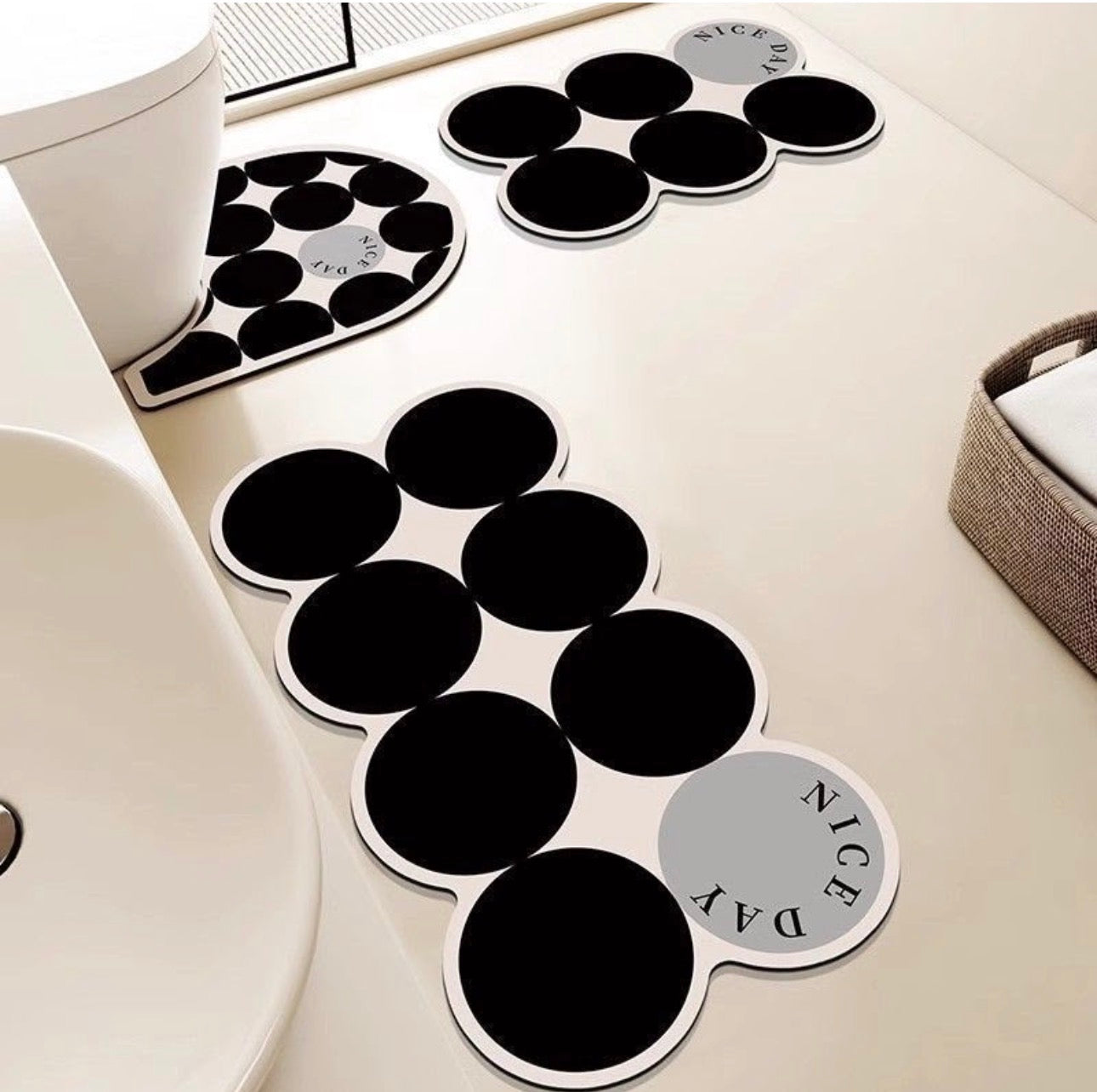MHome 3D Rubber Toilet Mat Set 3pc-Various Colours