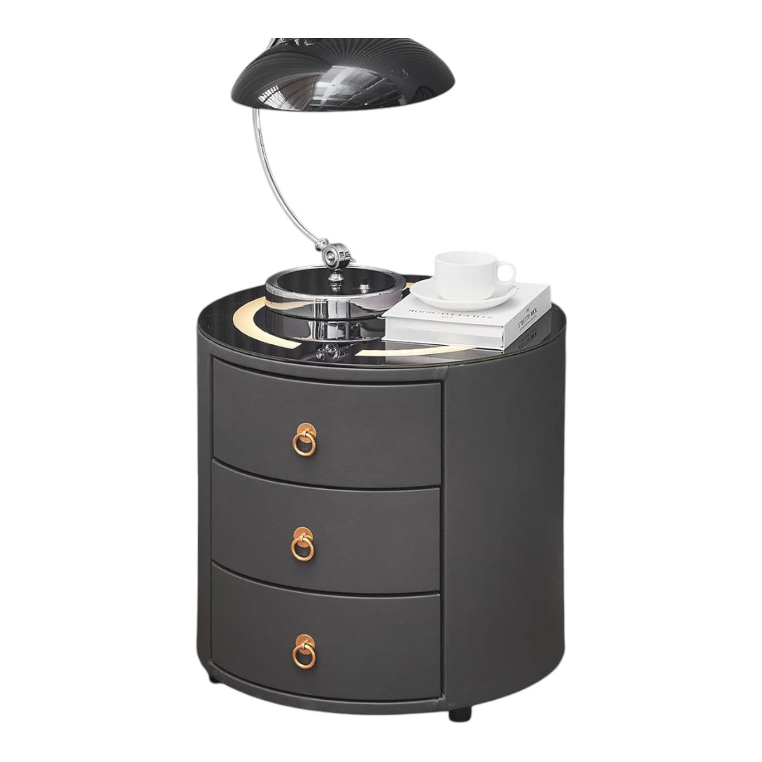 NORDIC White Nightstand with Charging Station Wireless,🛜 Bluetooth Speaker ,Adjustable LED Lights, Modern End Table with 3 Drawers for Bedroom, Simple Modern Bedroom Bedside Cabinet-Various Options