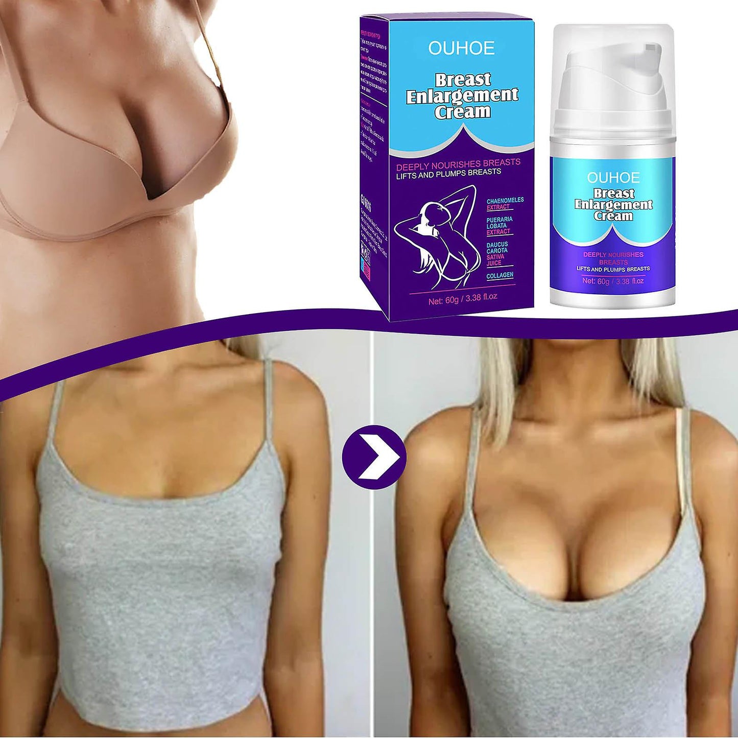 Breast Enhancement Cream, Breast Enlargement, Natural Breast Firming And Lifting Cream For Women 60ml