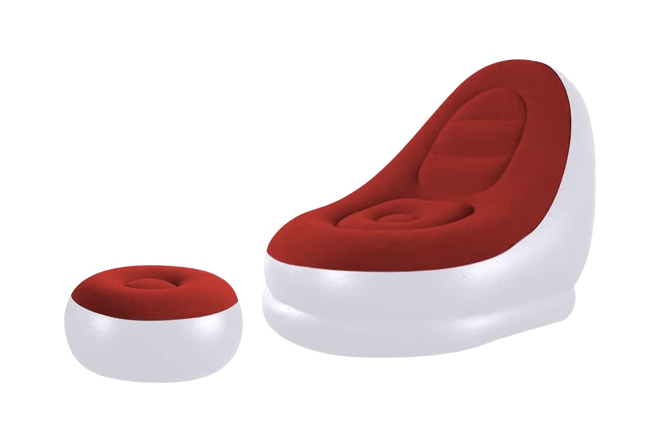 MHome Inflatable Lounge Chair for Adults with Foot Stool – Folding Portable Lazy Sofa