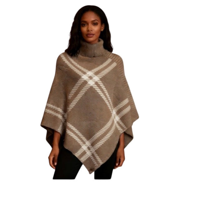 Ladies Geometric Knitted Poncho