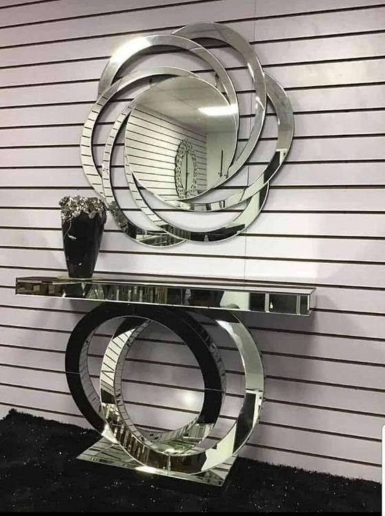 Glass Console Table & Crushed Diamond Mirror Various Options