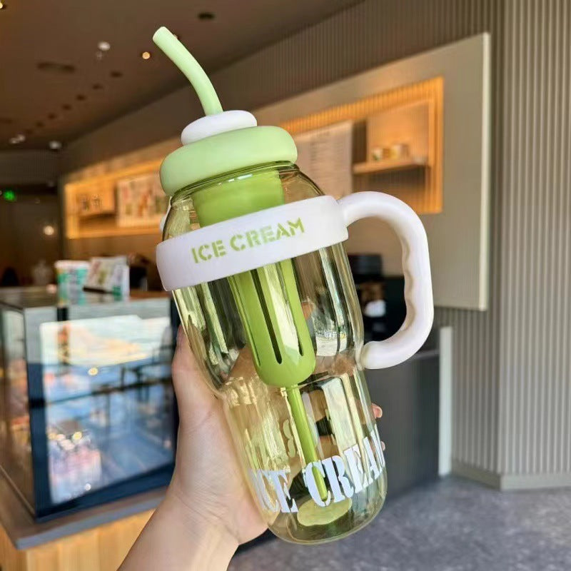 Portable Plastic Water& Icecream Bottle 1200ml With Tea Infuser Straw