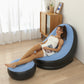 MHome Inflatable Lounge Chair for Adults with Foot Stool – Folding Portable Lazy Sofa