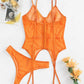 Garter Underwire Corset Style Lingerie Set - Orange Size S-XL