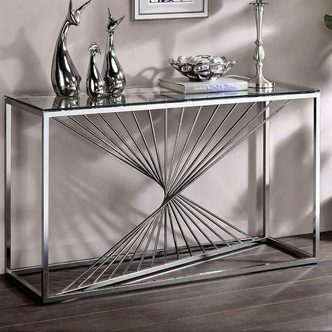 Glass Console Table Stainless Steel Frame