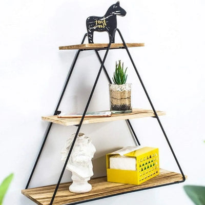 MHome Decorative Triangular Shelf with 3 Levels in Iron and Wood