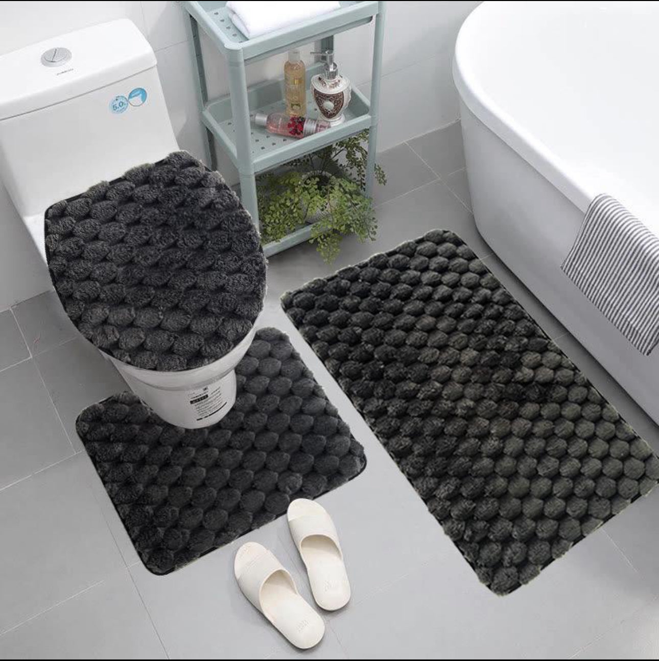 Bathroom Mat Set 3pc - Various Colours