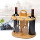 MHome Countertop Bamboo Wine Glass Rack – Holds 4 Glasses & 2 Bottles