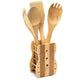 MHome 4 Pieces Pure Bamboo Wooden Solid Turner, Spatula, Slotted Spoon & Spoon Kitchen Essentials Cooking Utensils Tool Set