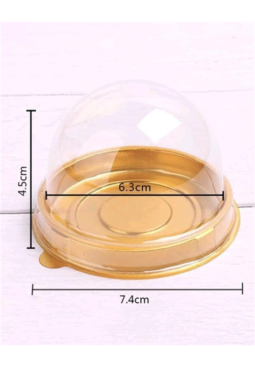 50pc Clear Plastic Gold Mini Cake Dome