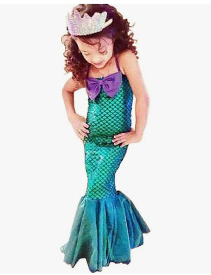 Kid Ariel Child Little Mermaid Set Girl Princess Dress Party Halloween Costume