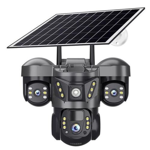 Solar Powered 4-Lens 360° PTZ Wireless Security Camera With Panel