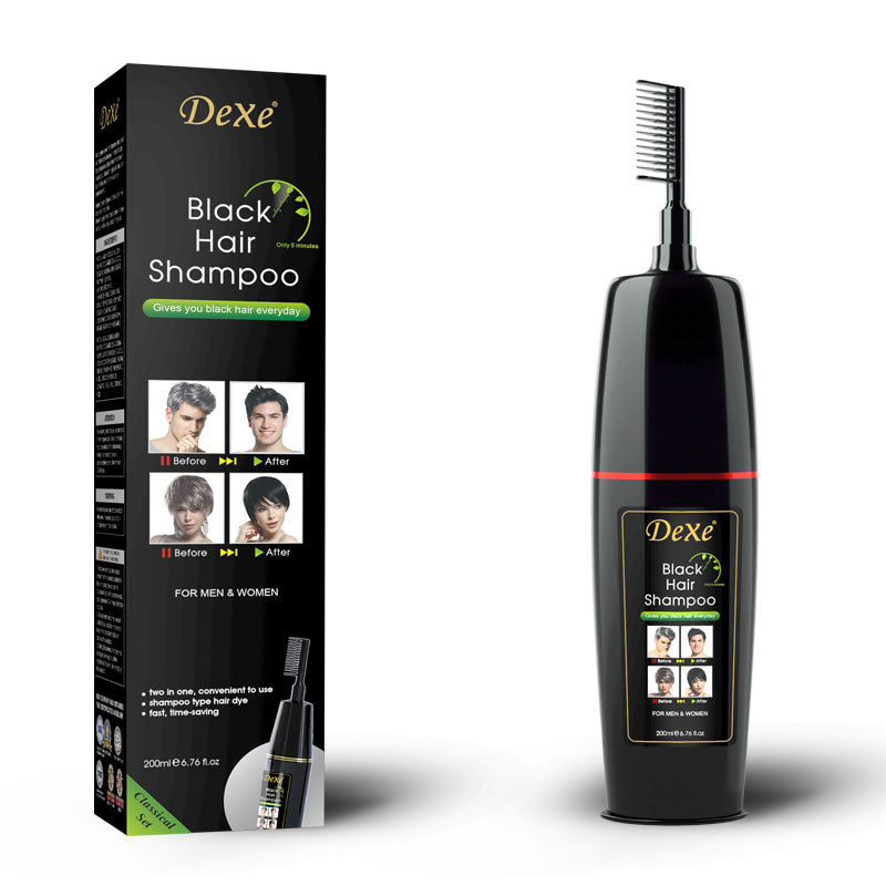 Dexe Comb Packing Black Hair Shampoo & Magic Comb 200ml For Men & Women