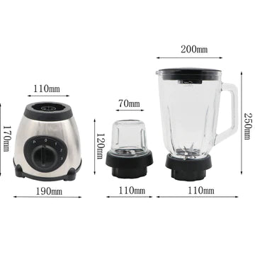 RAF 1.5L Electric Blender R.288 With Glass Jug & Grinding Cup – 850W High-Speed Fruit & Vegetable Blender