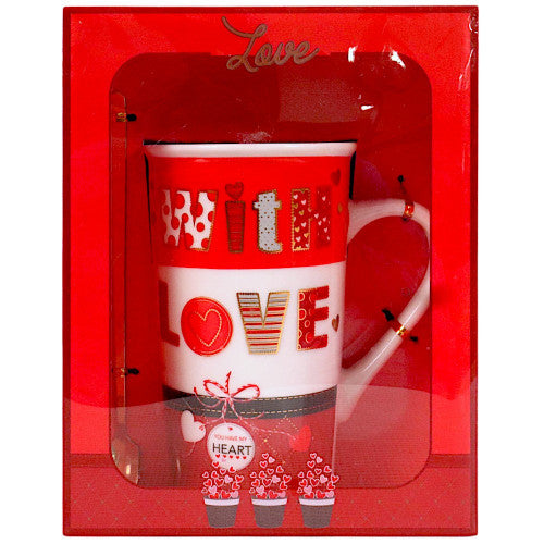 Lovers Design Valentines 470ml Mug - White & Red