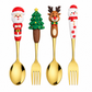 MHome Christmas Spoon and Fork Set, 4-Piece Stainless Steel Cutlery with Festive Figurine Handles