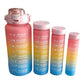 Leak Proof Motivational Water Bottle with Straw and Time Markers- 4 Pcs
