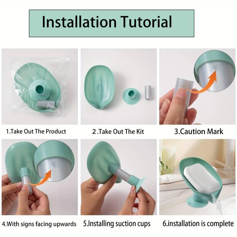 MHome Leaf Shape Self-Draining Soap Dish with Suction Cup – Bathroom & Kitchen Soap Holder