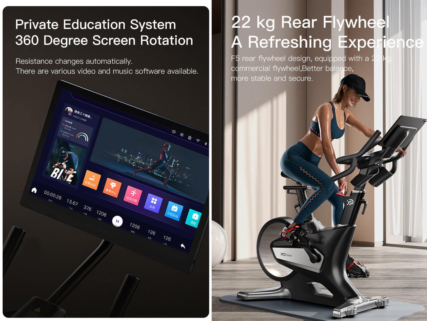 F5 Commercial Spinning Bike – 15.6” Screen, 36 Resistance Levels, 22kg Flywheel Premium Design