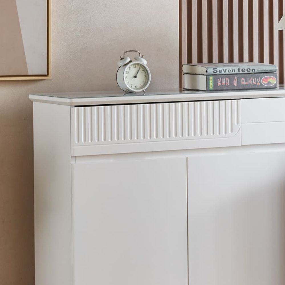 MFurn 3-Door White Shoe Cabinet – Modern Entryway Storage Solution
